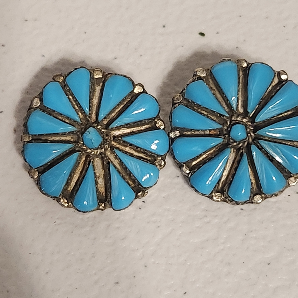 Silver and Turquoise Colored Stone Earrings
